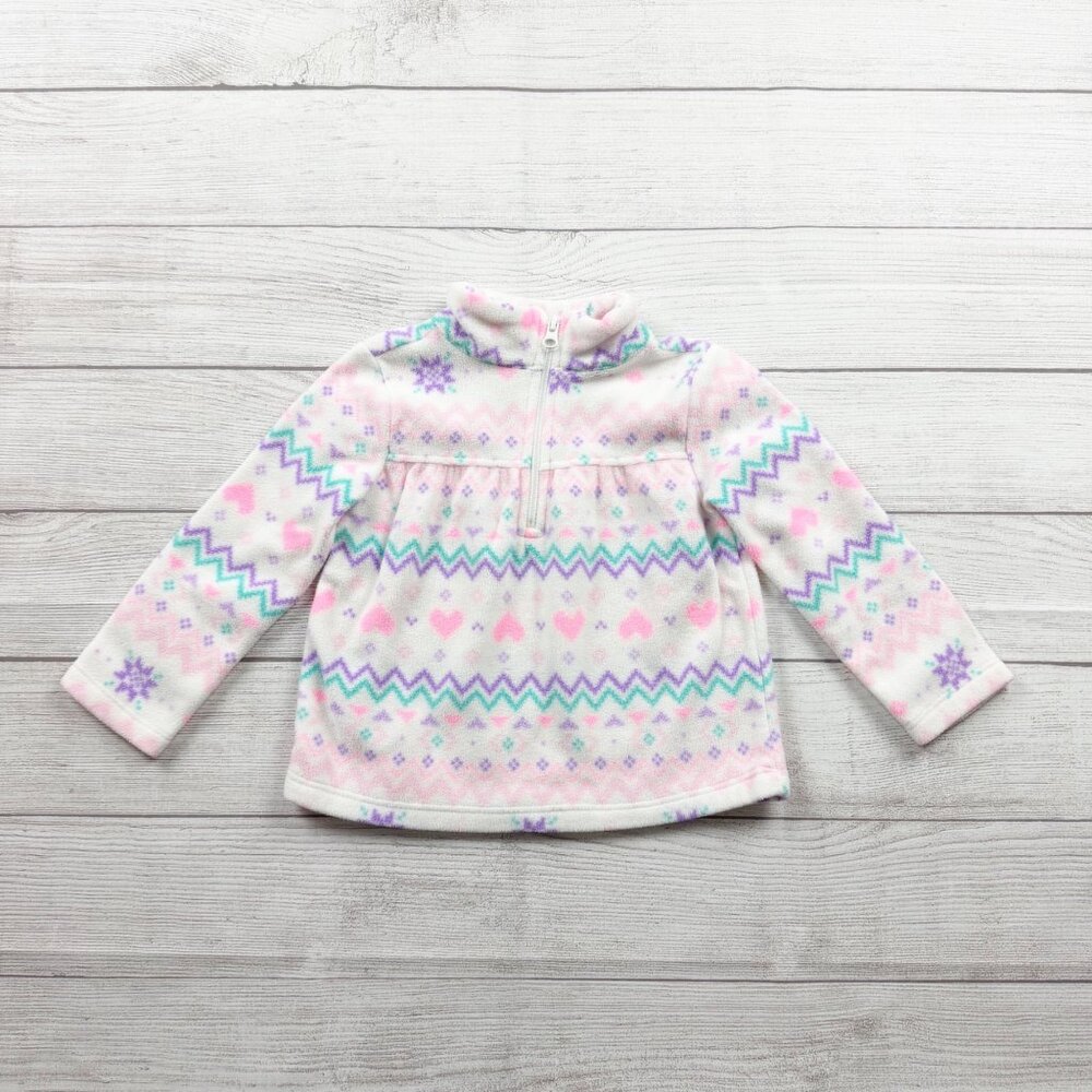 The Children’s Place Toddler Girls 1/4 Zip Fleece Pullover Fair Isle 3T